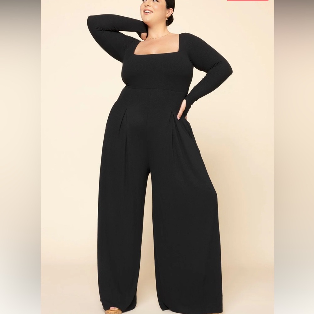 LAST DAY ON POSH 8/15/26 Elegant Black Wide-Leg Jumpsuit Ribbed Go With the Flow